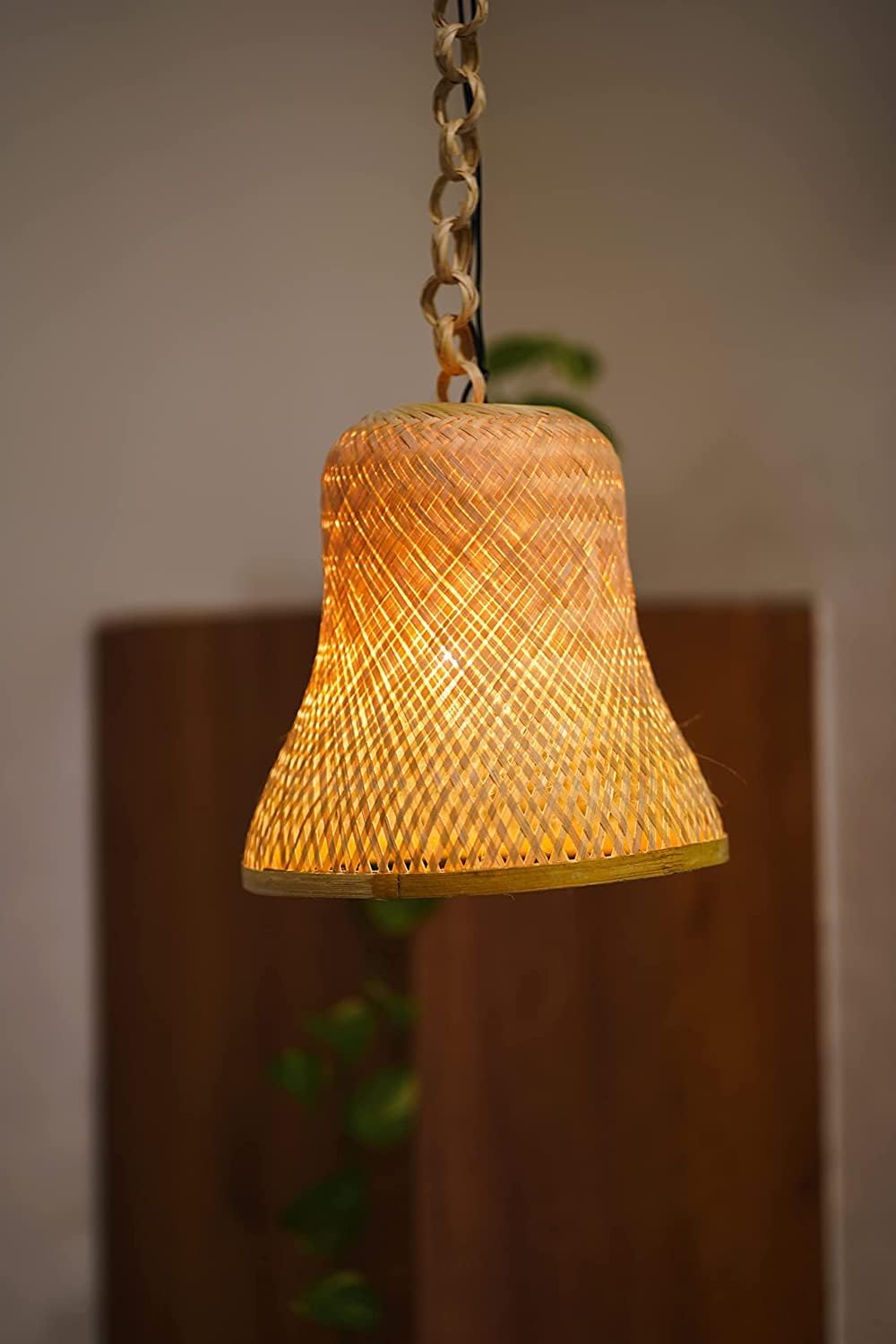 Bamboo Hanging Lamp Shade indoor Outdoor Lighting for Resort, Hotels, Cafe, restaurent, Home (Pack of 2)