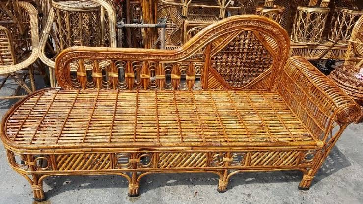 Elegant Handcrafted Cane Setty/Diwan with Cushion – Stylish 3-Seater for Homes & Commercial Spaces