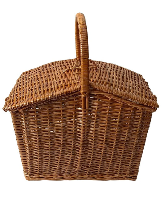 Cane Laundry Basket, Picnic Basket, Toy Basket, Multipurpose Basket with handle (12x9x12) inch
