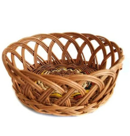Cane Round Basket for Festival Gift Packing, Dry Fruit Basket, Fruit Basket,Storage Baskets, Wedding Baskets, Dinning Table basket(Pack of 2)