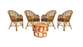 Bamboo Cane Chair and Table Set – Stylish & Durable for Home, Garden, Café & Outdoor Use (4 Chairs + 1 Table)