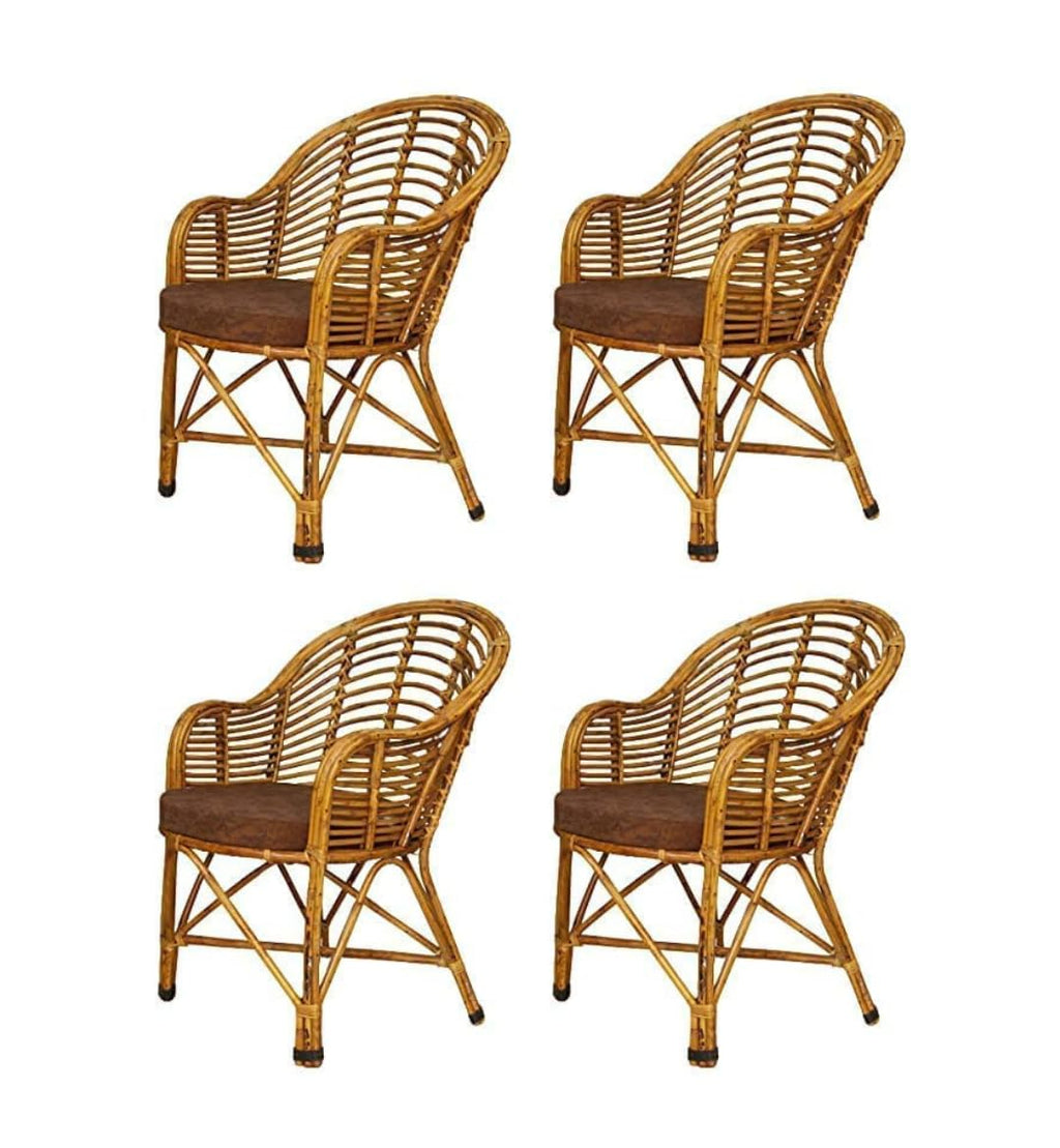 Bamboo Cane Chair and Table Set – Stylish & Durable for Home, Garden, Café & Outdoor Use (4 Chairs + 1 Table)