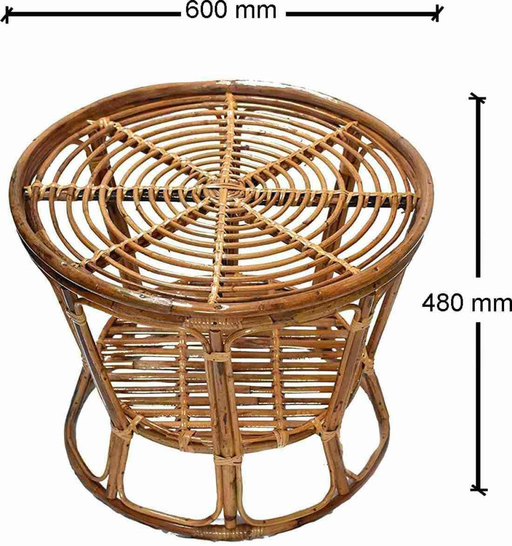 Cane Round Table | Coffee Table | Cane Rattan Round Side Table | Tea Table | Serving Table (Glass Not Included)