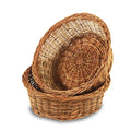 Bamboo Cane Round Basket for Fruit Basket,Gift Packing, Dry Fruit Basket, Choclate Basket (Brown, Pack of 2)