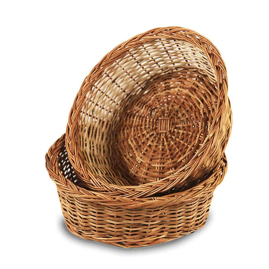 Bamboo Cane Round Basket for Fruit Basket,Gift Packing, Dry Fruit Basket, Choclate Basket (Brown, Pack of 2)