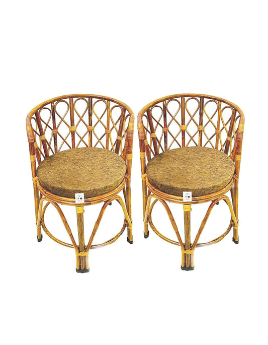 Cultural Elegance: Versatile Crafts Cane Chair Set with Cushion | Pack of 2