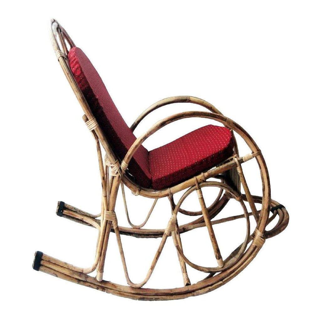 Bamboo Cane Rocking Chair/Relax Chair with Cushion for Adults for Reading/Relaxing for Home
