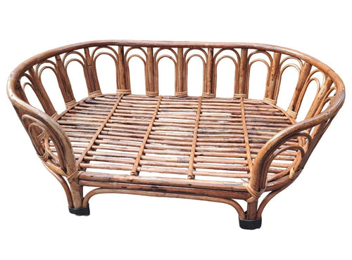 Bamboo Cane Bed for Dogs & Cats with Comfortable Foam Cushion – Stylish & Cozy Pet Furniture