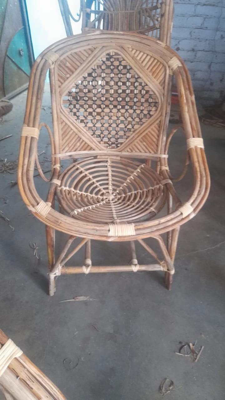 Bamboo Cane Lawn Chair,Cafe,Restaurant,Balcony,Living Room Chair with Cushion