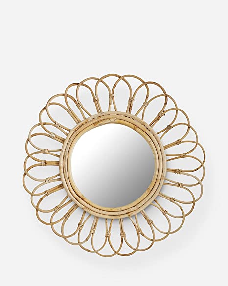 Cane Round Wall Mirror for Bathroom Mirror, Home, Office, House Warming Gift (Medium)