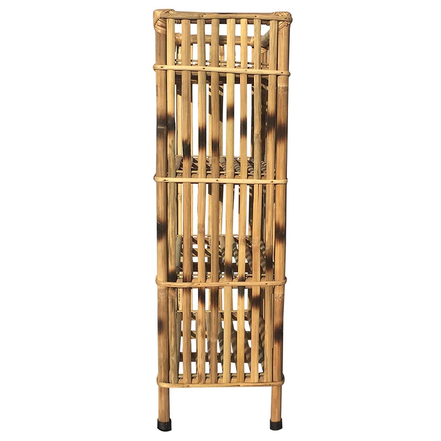 Bamboo Natural Finish Brown Cane Rack of 4 Shelves for Books and Shoes (64 x 30 x 102 cm)