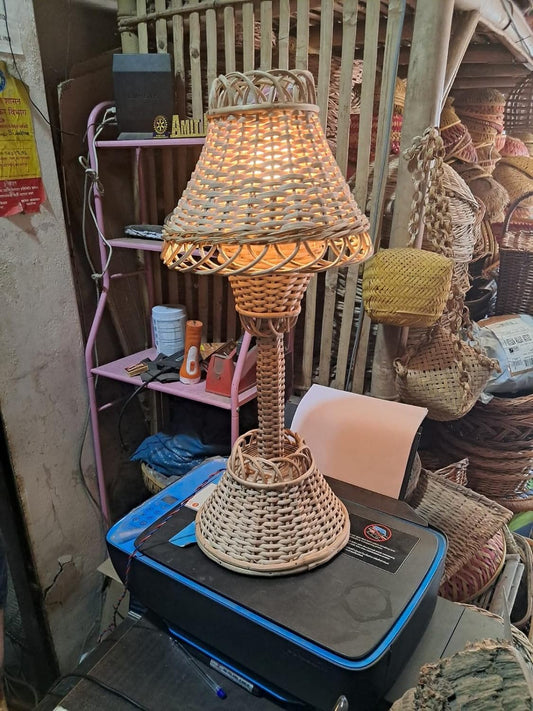 Bamboo Cane Table Lamp Shade for Living Room, Bedroom,Bedside Lamp Side Table Lamp for Living Room & Bedroom (Without Bulb) Pack of 1