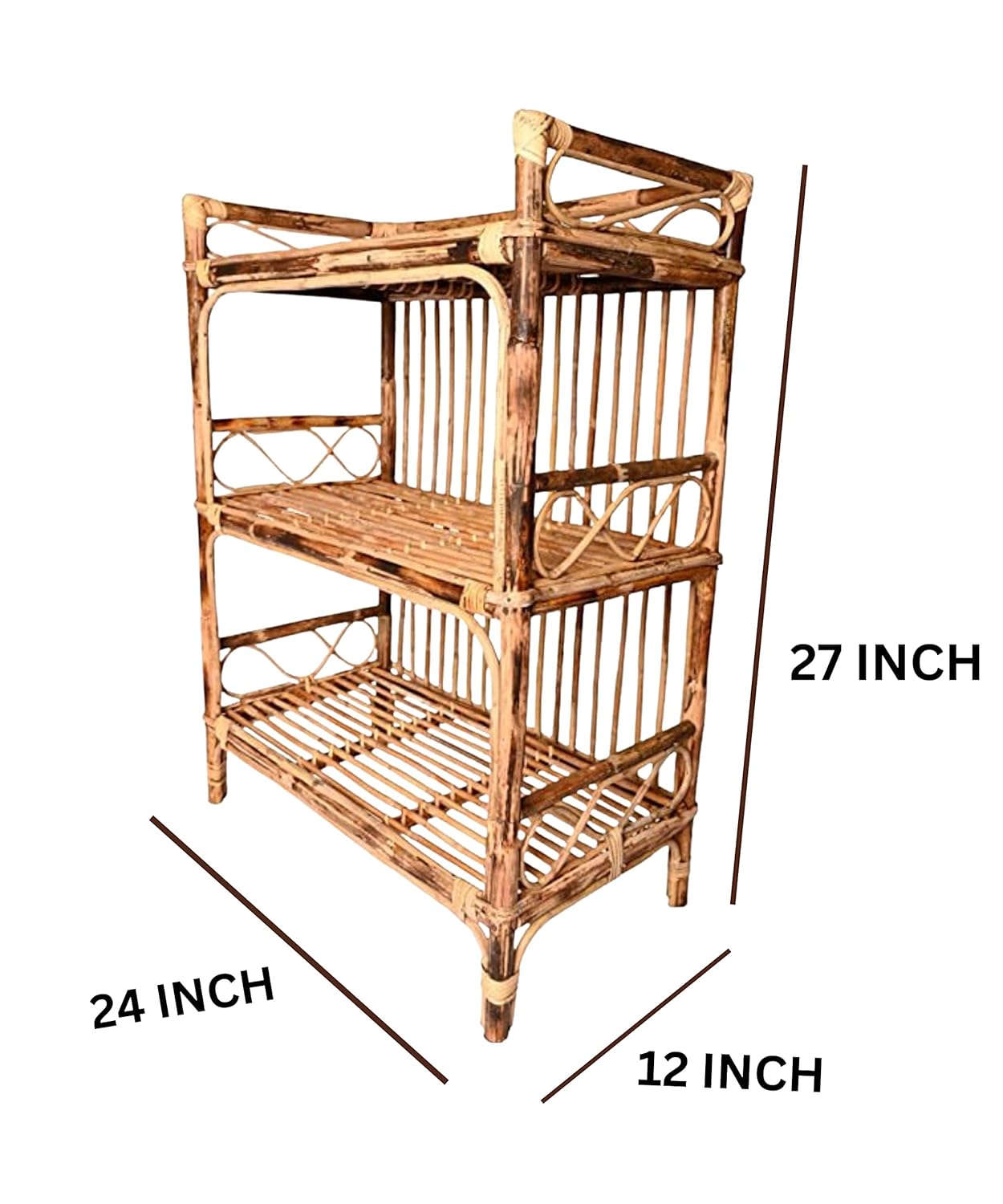 Cane Books Rack, Shoe Rack, Cloth Rack, Multipurpose Rack (3 Shelf Rack)
