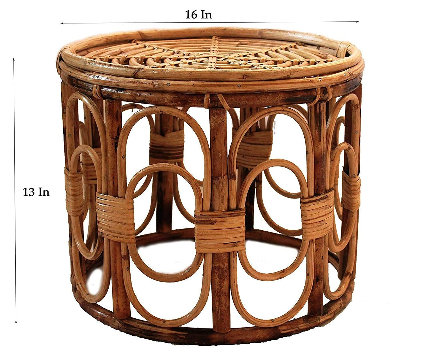 Elegant Cane Stool with Cushion – Perfect for Home, Garden, Living Room, Café & Restaurant (Pack of 1)