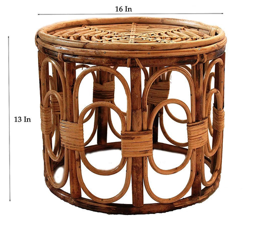 Elegant Cane Stool with Cushion – Perfect for Home, Garden, Living Room, Café & Restaurant (Pack of 1)