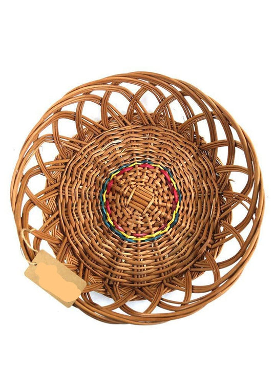 Multipurpose Brown Bamboo Basket Natural Bamboo Round Shape Cane