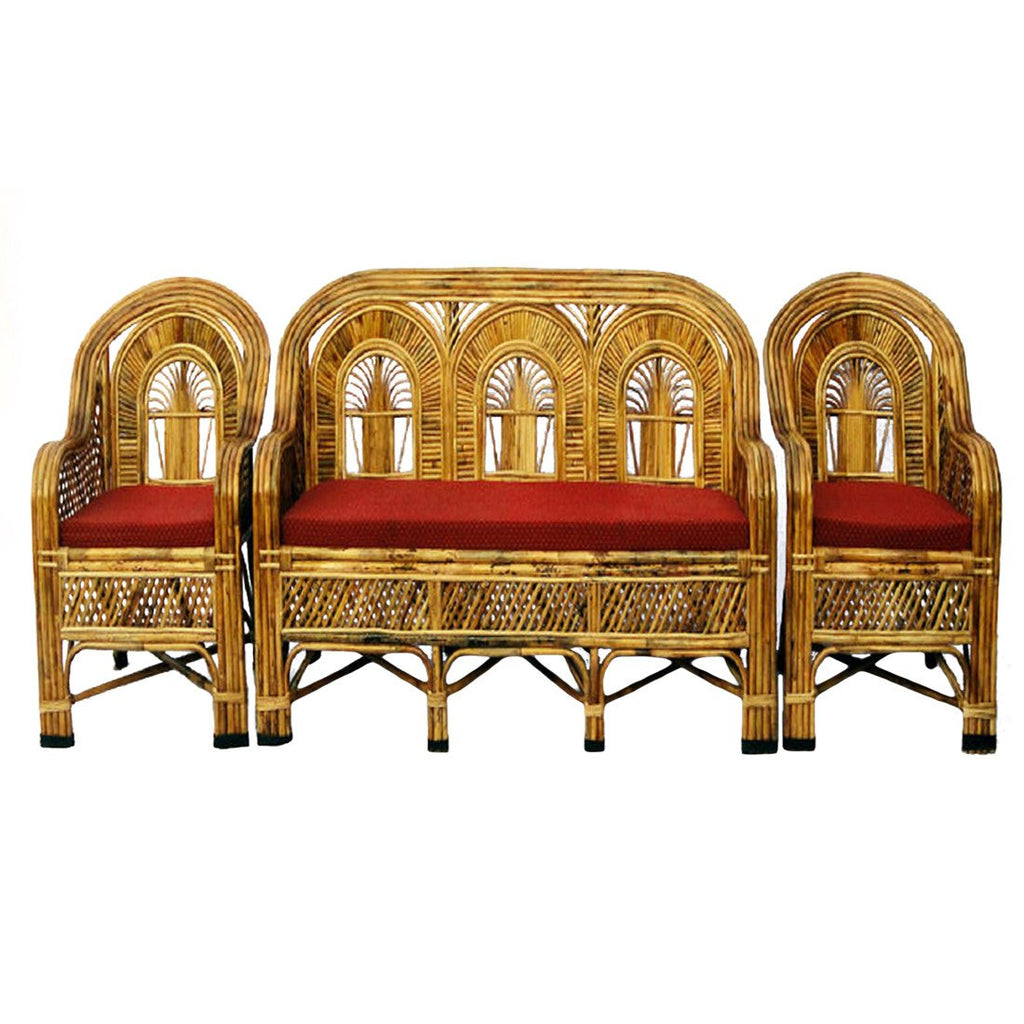 Bamboo Cane Sofa Set with Table - 5 Seater Sofa Set with Table