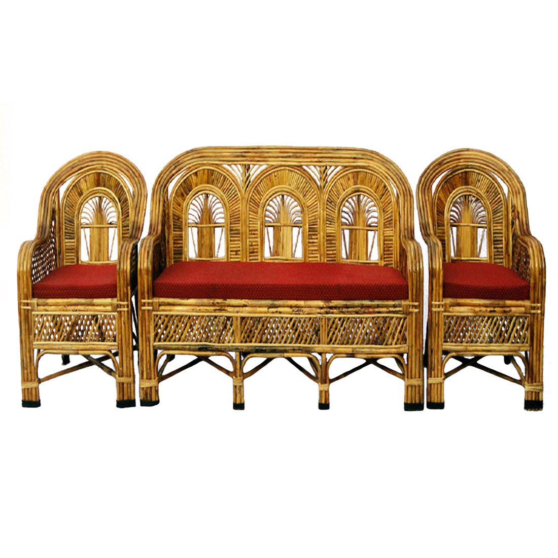 Bamboo Cane Sofa Set with Table - 5 Seater Sofa Set with Table