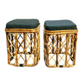 Cane Stool with Cushion (Brown, 2 Pieces Set)