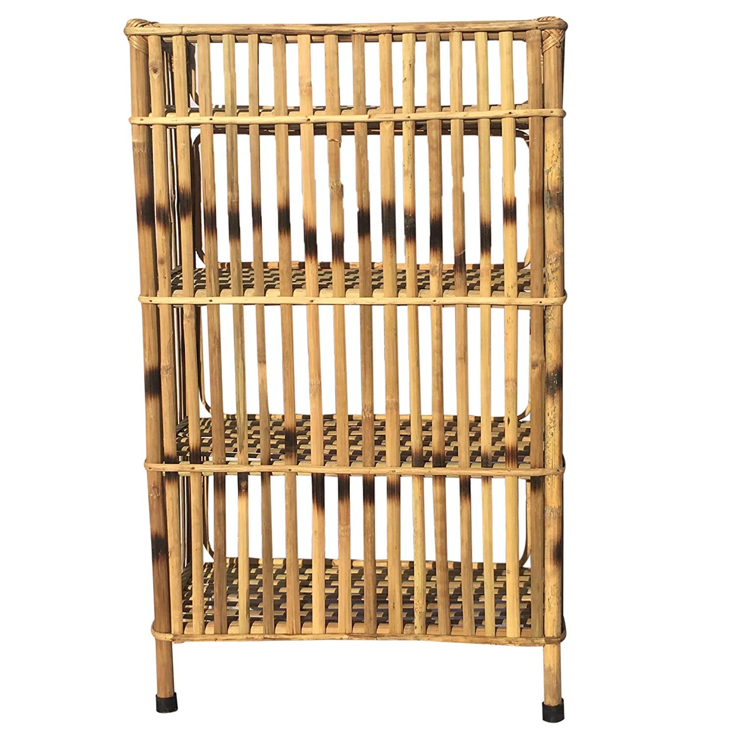 Bamboo Natural Finish Brown Cane Rack of 4 Shelves for Books and Shoes (64 x 30 x 102 cm)