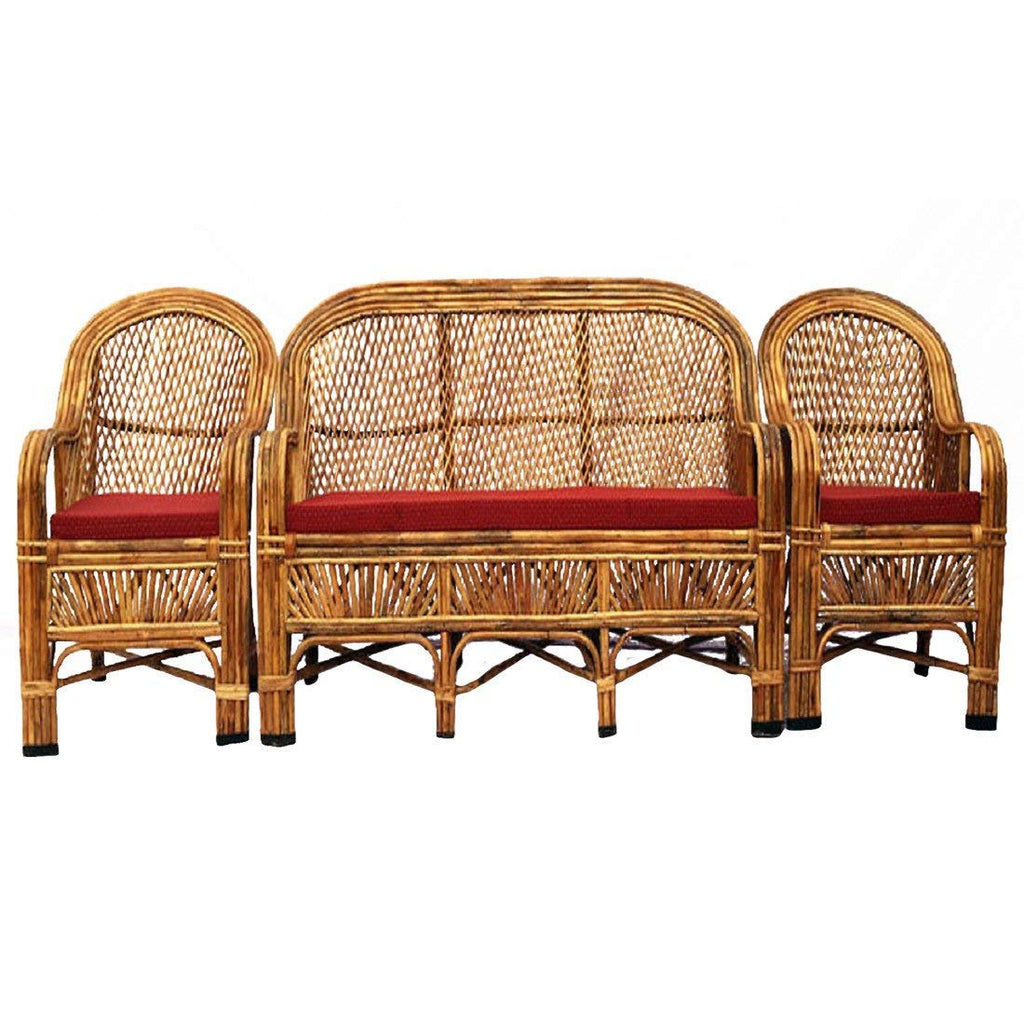Cane Sofa Set with Table (Type - 3 Sitter + 2 No. Single Chair + 1 Center Table)