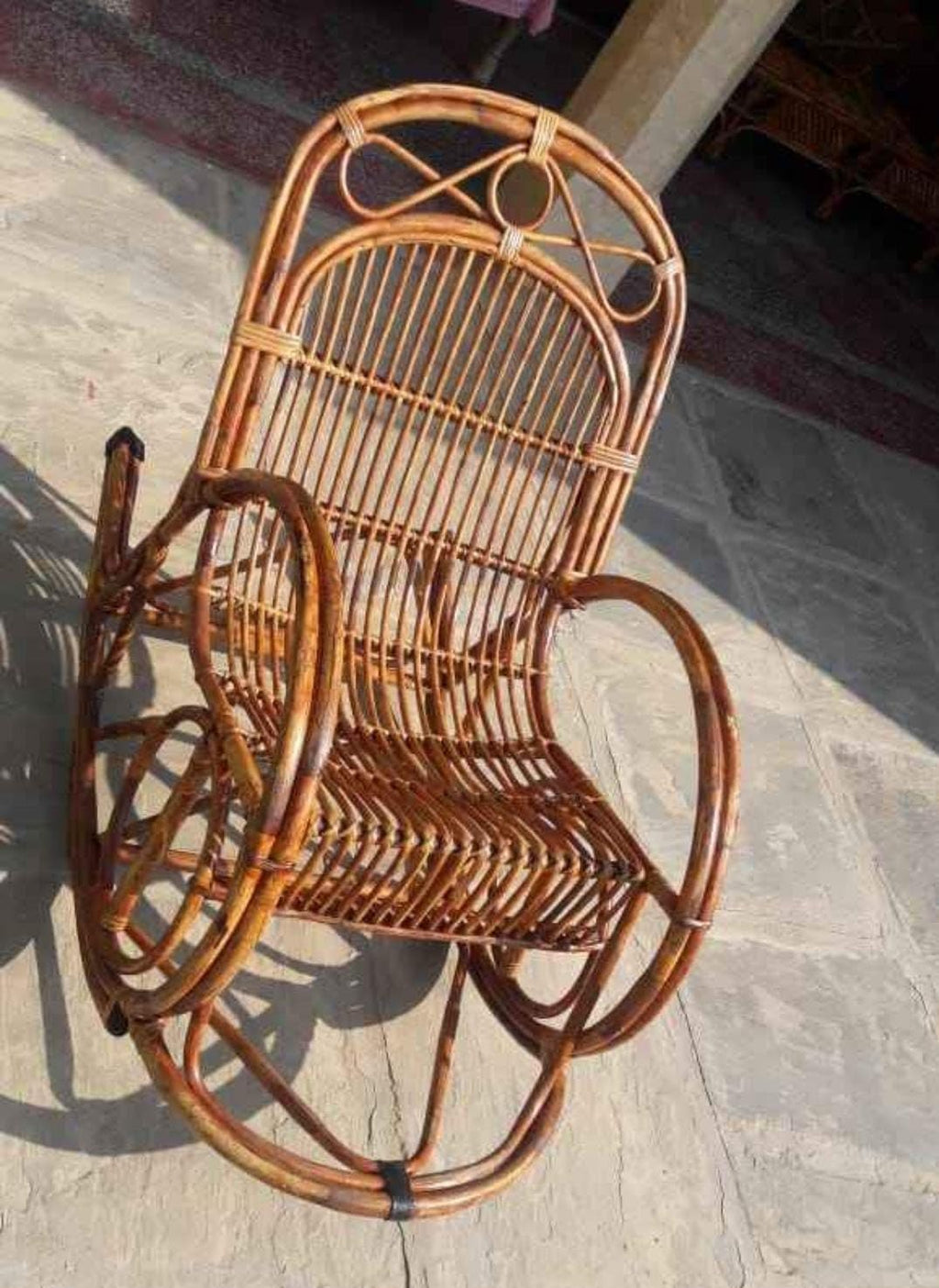Bamboo Cane Rocking Chair/Relax Chair with Cushion for Adults for Reading/Relaxing for Home