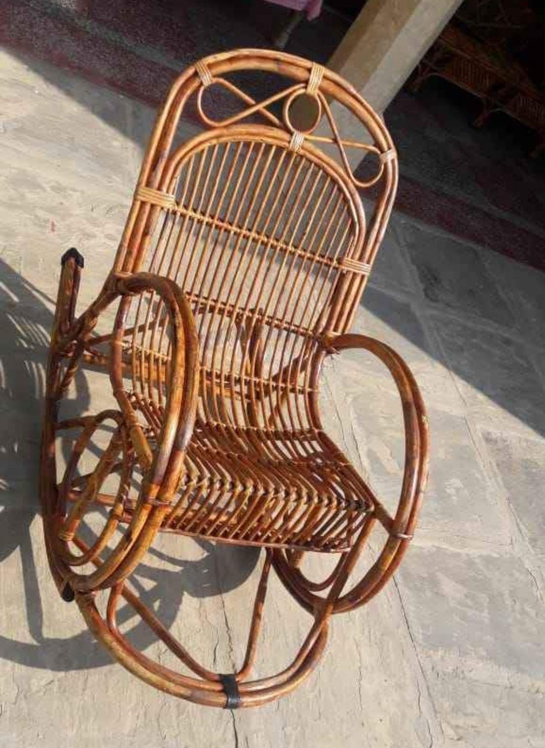 Bamboo Cane Rocking Chair/Relax Chair with Cushion for Adults for Reading/Relaxing for Home