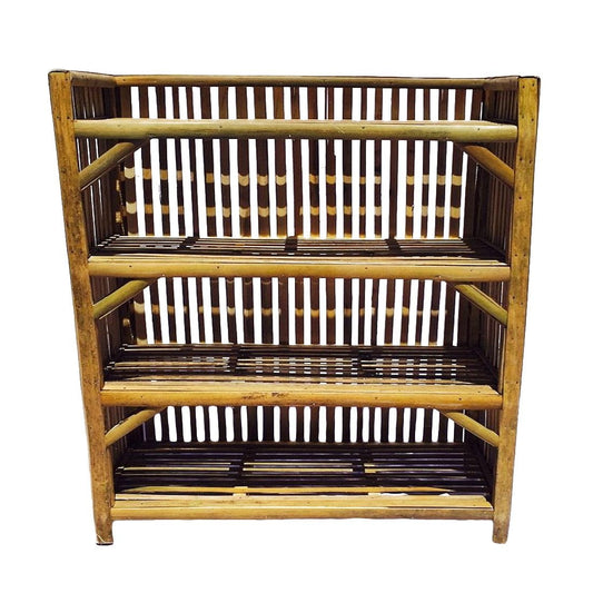 Bamboo Cane Books and Shoes Rack (Brown, 63x30x67 cm)