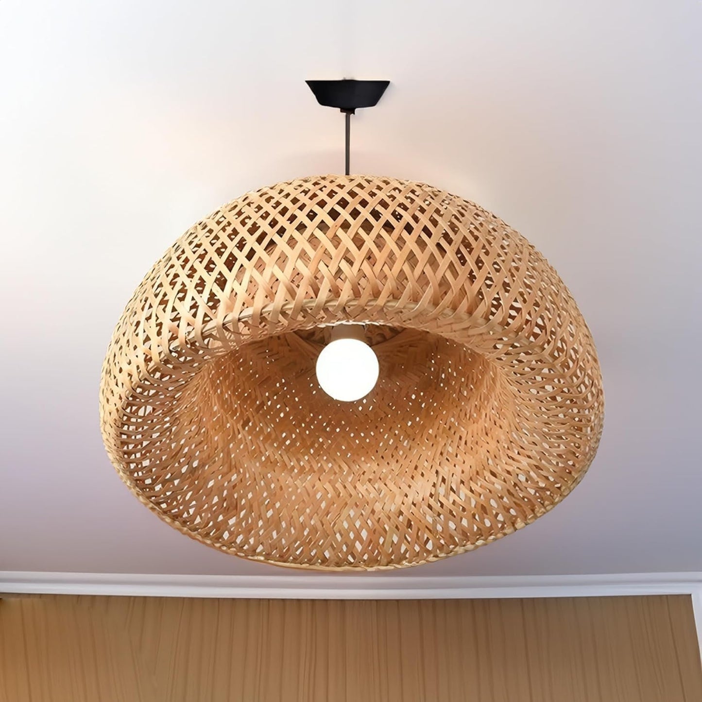 Bamboo Hanging Lamp Shades,Pendent Lamp Shade,Hanging Lights for Dining Room, Living Room,Hotel,Cafe,Home Corrido, Bar, Restaurant, Coffee house (Half Moon)