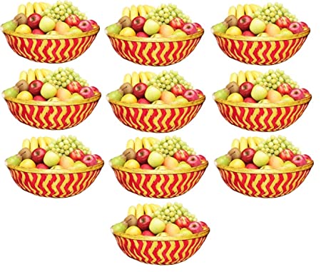 Handmade Round Bamboo Basket for Wedding and Daily Use Purpose (10 pcs)Size 9 inch(multicolor)
