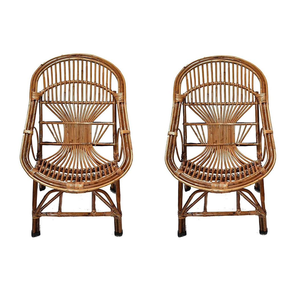 Bamboo Cane Rattan Queen Chair for Home, Office, Garden & Balcony with Table (Set of 4 with table)