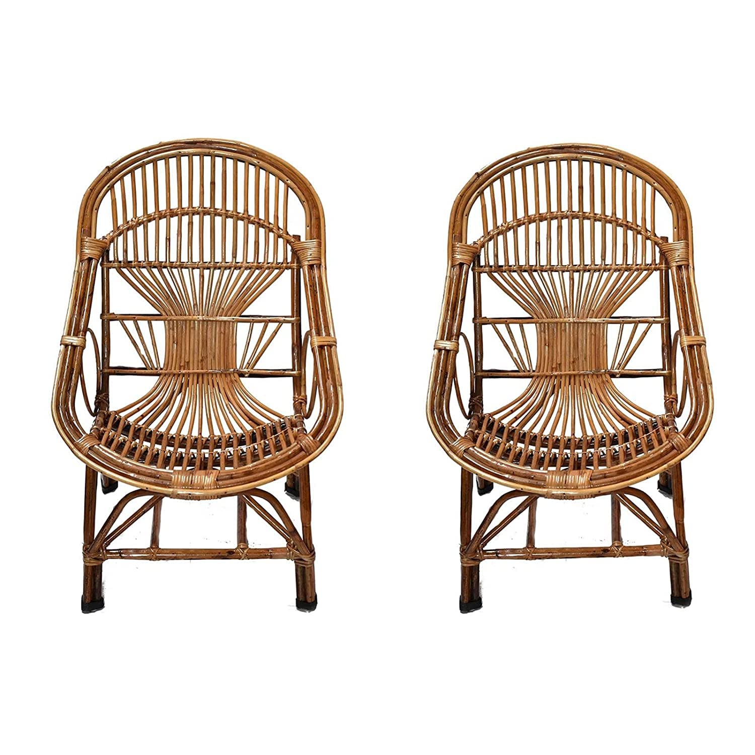 Bamboo Cane Rattan Queen Chair for Home, Office, Garden & Balcony with Table (Set of 4 with table)