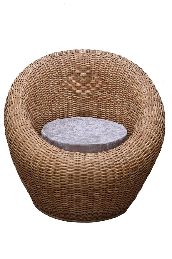 Cane Apple Chair with Cushion | Handcrafted Rattan Chair for Room, Lawn, Balcony – Eco-Friendly & Durable