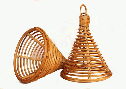 Handcrafted Cane Lamp Shades Ceiling Light Set of 2