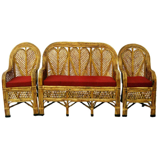 Cane Sofa Set with Table - Model DIL