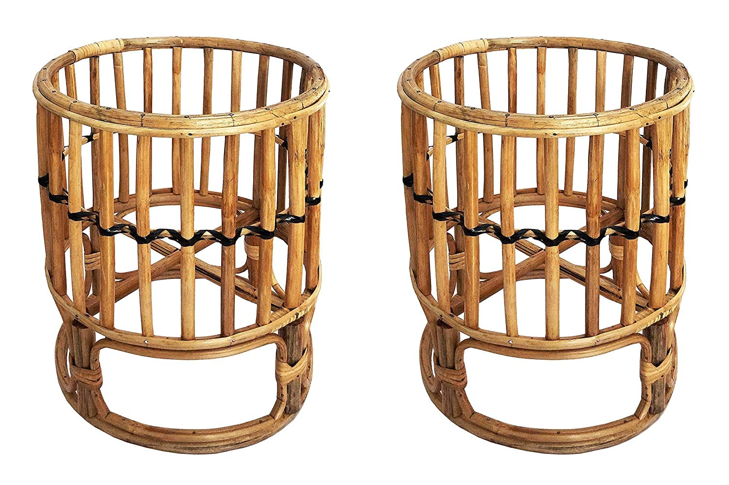 Cane Rattan Indoor Outdoor Planter Stand for Home and Office Decor (Pack of 2)