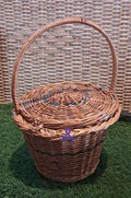 Cane Basket with Handle & Lid: Ideal for Pooja, Fruit, Flower, Mandir, Ladoo Gopal