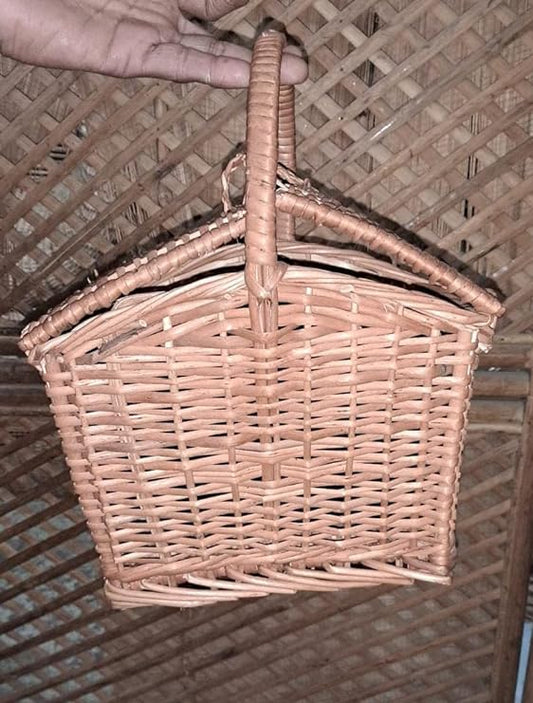 Bamboo Cane Storage Basket for Laddu Gopal Carry Basket,kanha Basket for Travel,tokri for Laddu Gopal Ji,Pooja Basket, mandir Basket,Fruit & Vegetable Basket(Multicolour)