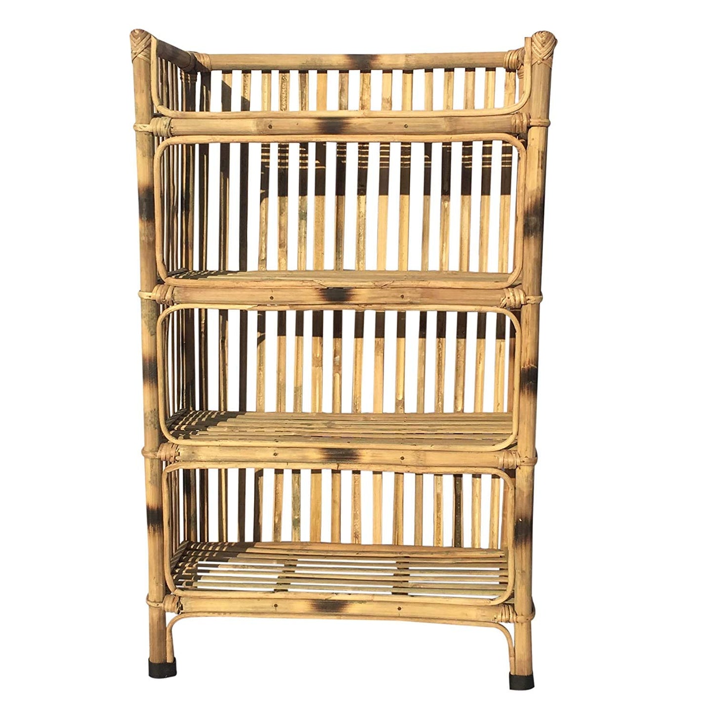 Bamboo Natural Finish Brown Cane Rack of 4 Shelves for Books and Shoes (64 x 30 x 102 cm)
