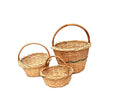 Round cane bamboo basket for hamper chocolate flower pooja cane basket, Festival Gifts Packing with Handle Set of 3 baskets