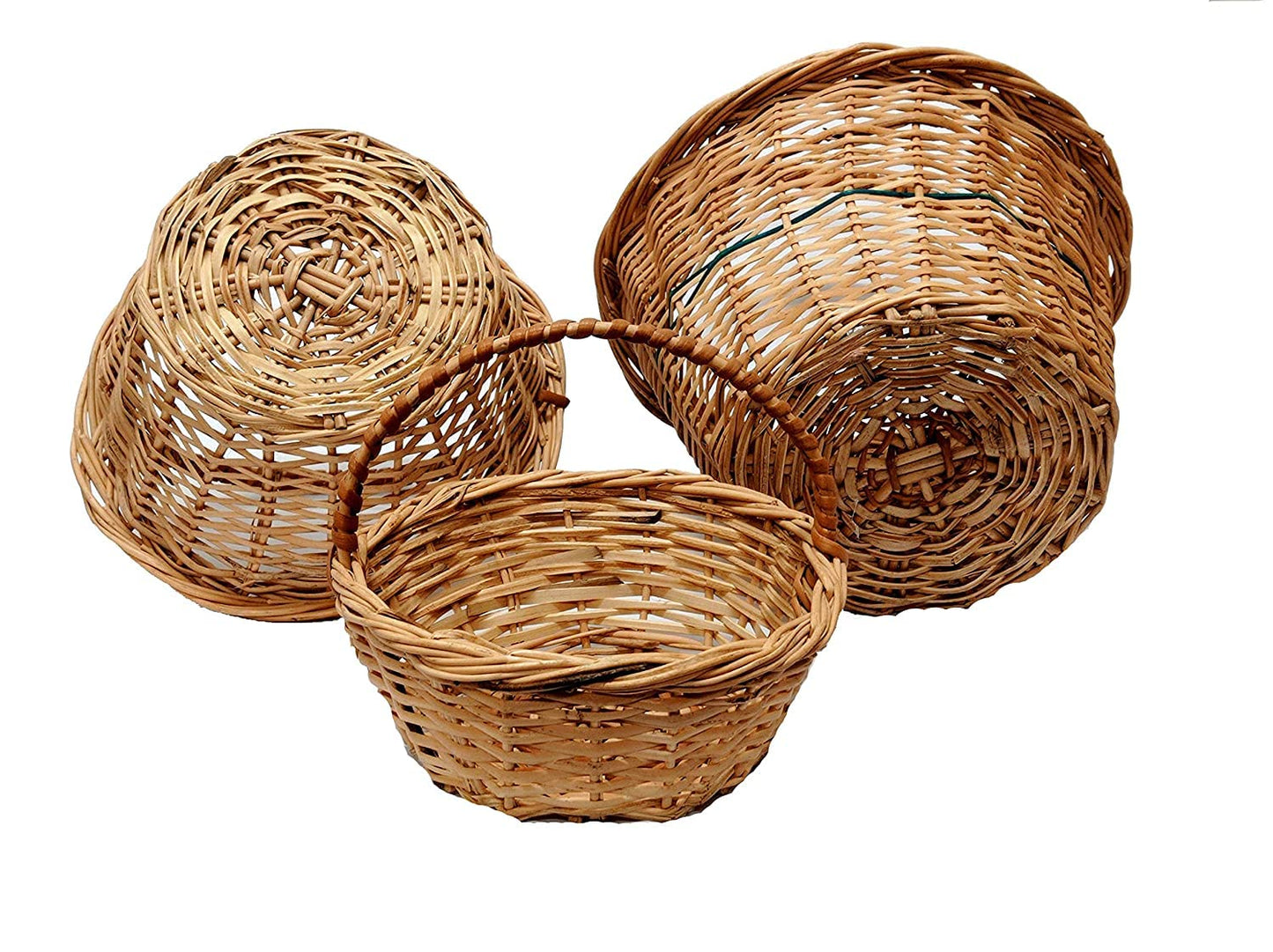 Round cane bamboo basket for hamper chocolate flower pooja cane basket, Festival Gifts Packing with Handle Set of 3 baskets