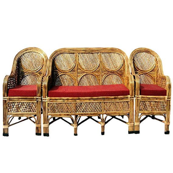 Cane Sofa Set with Table (Type - 3 Sitter + 2 No. Single Chair + 1 Center Table)