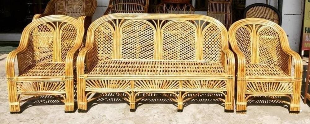Cane Sofa Set with Table for Home, Living Room, Office, Garden, Resort with Cushion (KELA)