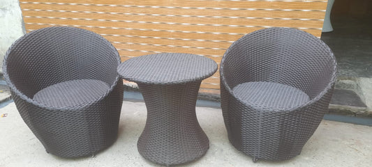 Garden Patio Seating Chair and Table Set Outdoor Balcony Garden Coffee Table Set Furniture with 1 Table and 2 Chairs Set (brown)