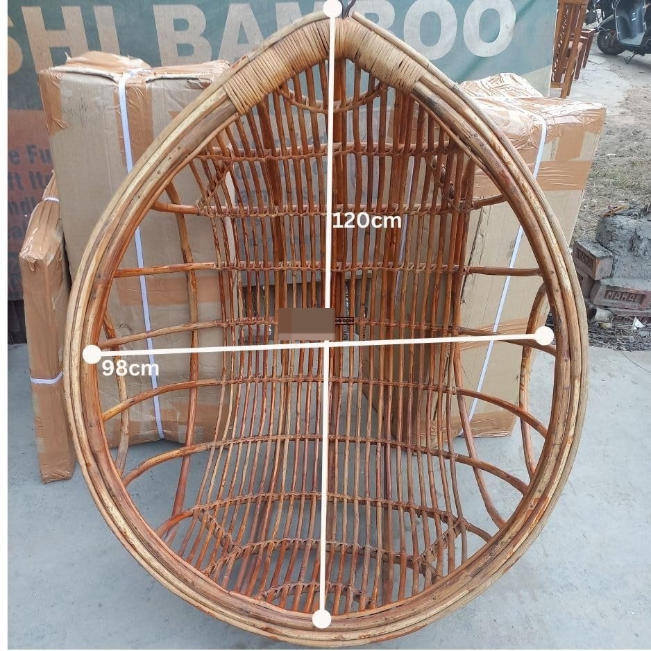 Cane Rattan Swing Chair for Indoor, Outdoor, Home, Patio, Yard, Balcony and Garden | Single Seater Rattan Swing Hanging Jhula Without Iron Stand | Size - Large