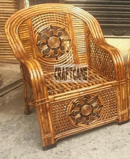 Cane Sofa Set with Table for Home, Living Room, Office, Garden, Resort with Cushion (flo)