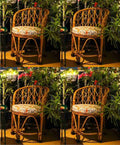 Elegant Bamboo Cane Chair Set – Ideal for Living Room, Garden, Porch & More (Set of 4)