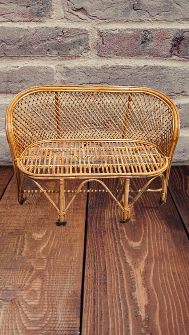 Cane Two Seater Sofa | Sofa Cum Couch with Cushion for Home, Living Room, Studio