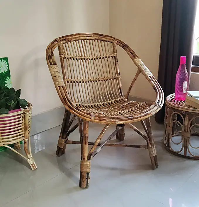 Cane Bamboo Chair for Lawn Chair, Arm Chair, Room Chair, Indoor Outdoor with Cushion