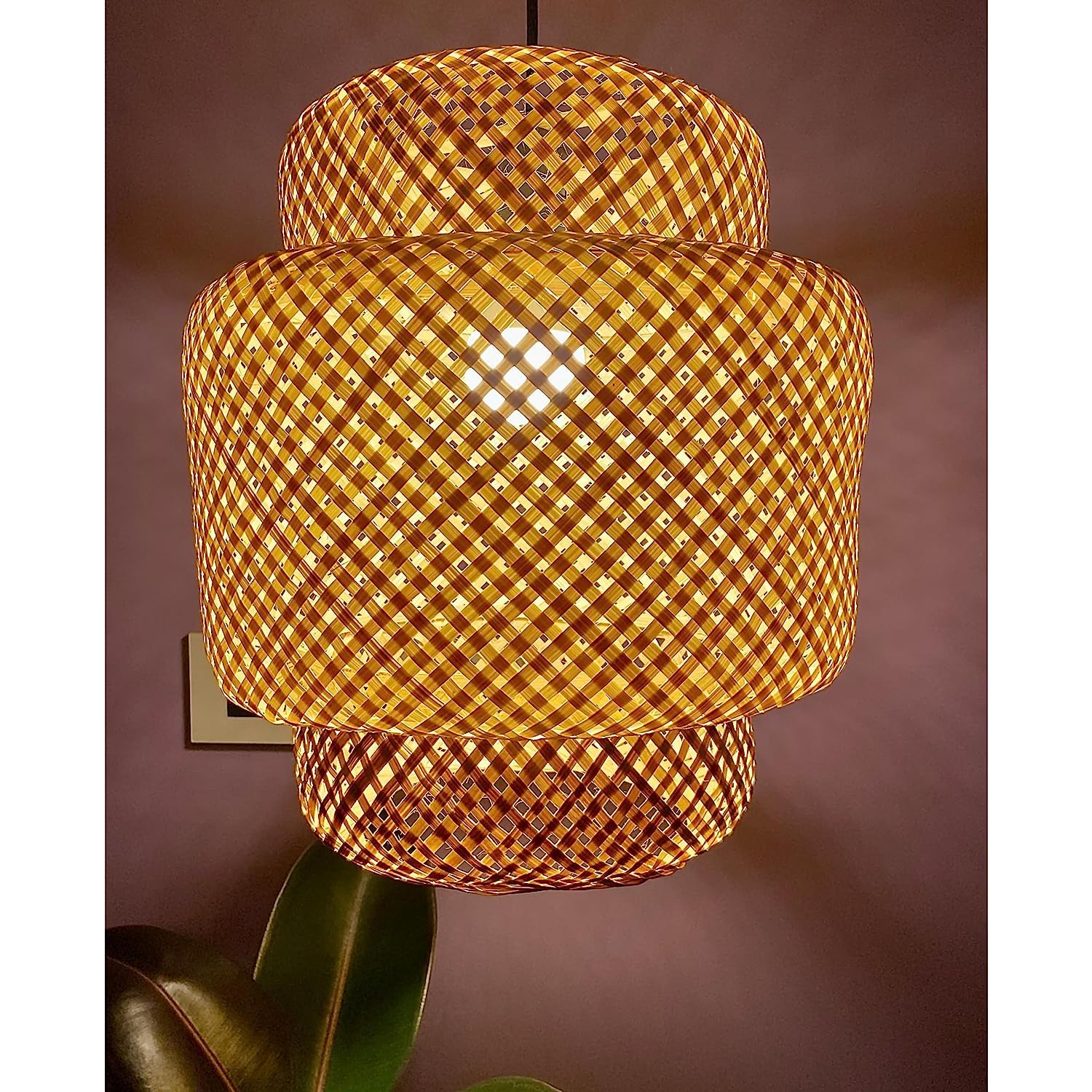 Bamboo Hanging Lamp Shades,Pendent Lamp Shade,Hanging Lights for Dining Room, Living Room,Hotel,Cafe,Home Corrido, Bar, Restaurant, Coffee house (14inch)
